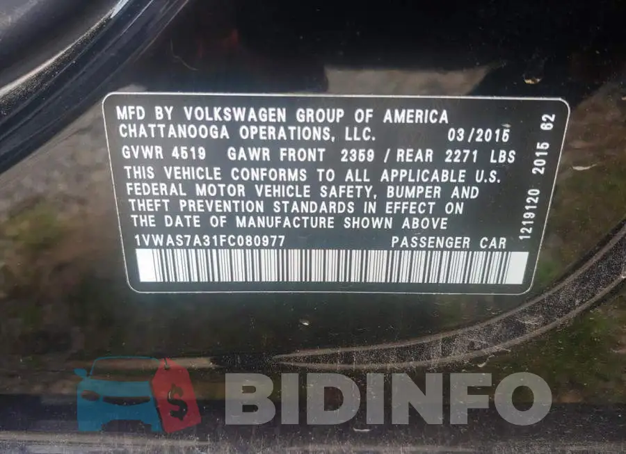 1VWAS7A31FC080977 Photo# 10