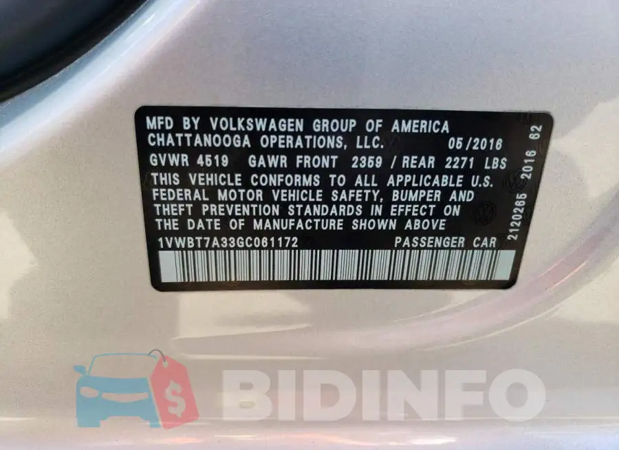 1VWBT7A33GC061172 Photo# 12