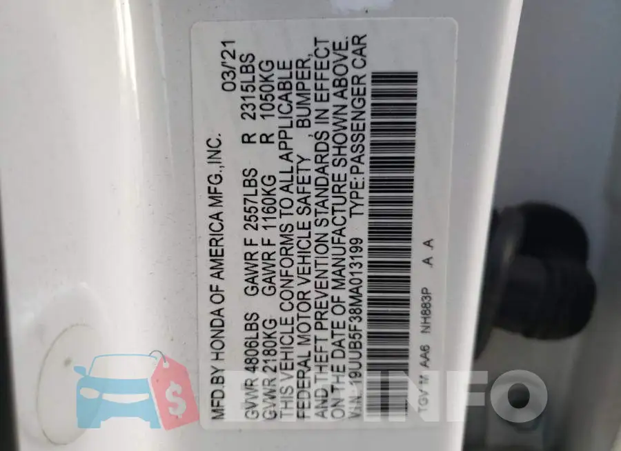 19UUB5F38MA013199 Photo# 13