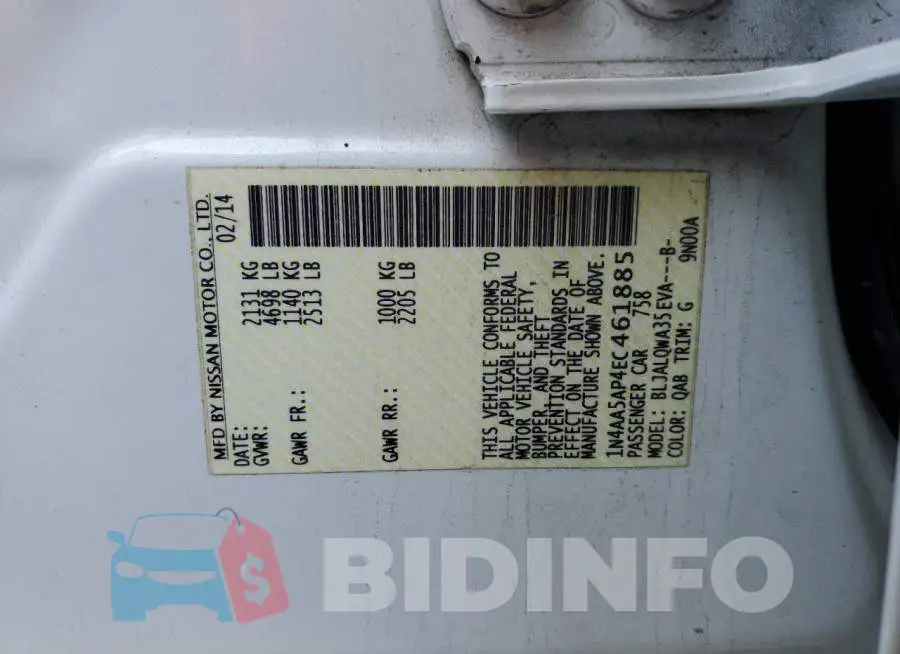 1N4AA5AP4EC461885 Photo# 12