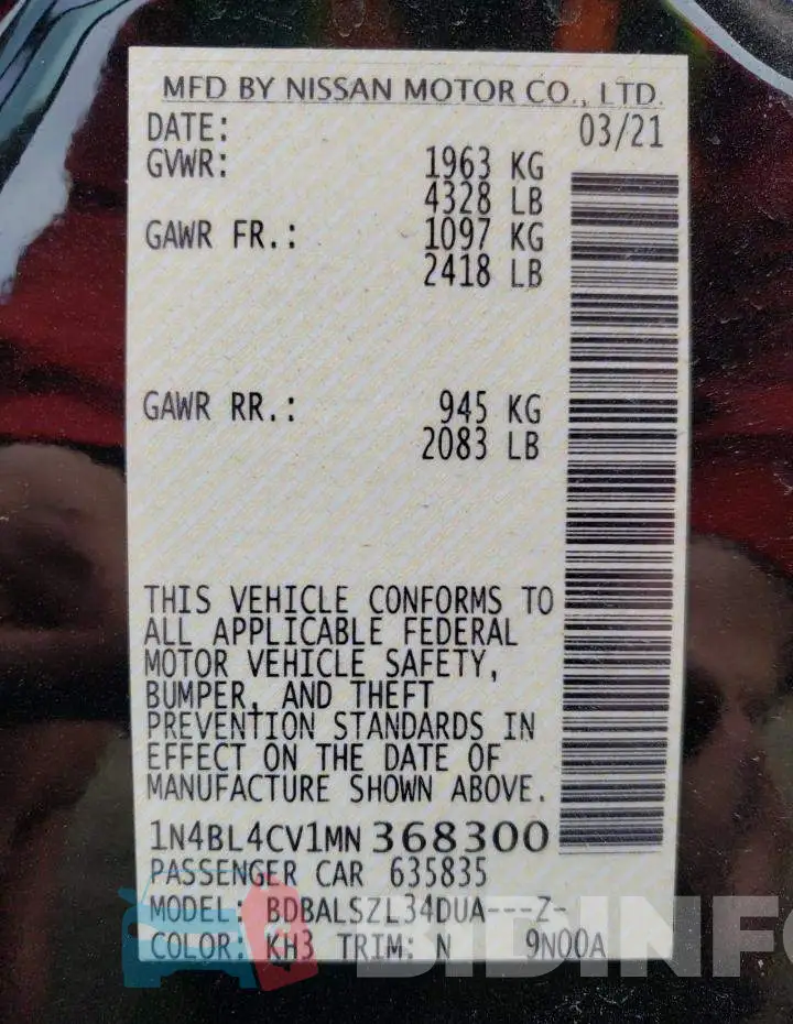 1N4BL4CV1MN368300 Photo# 12