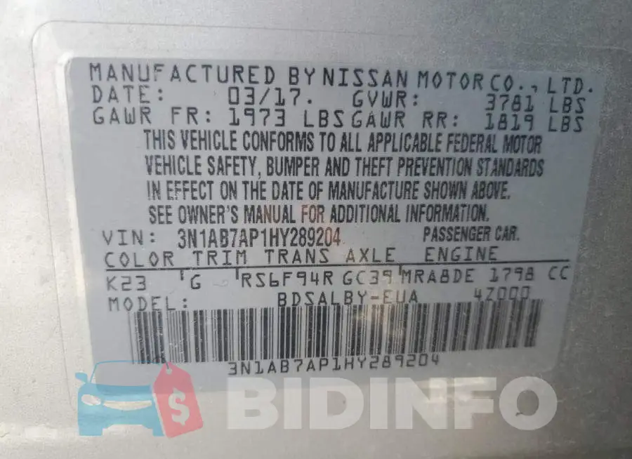 3N1AB7AP1HY289204 Photo# 13