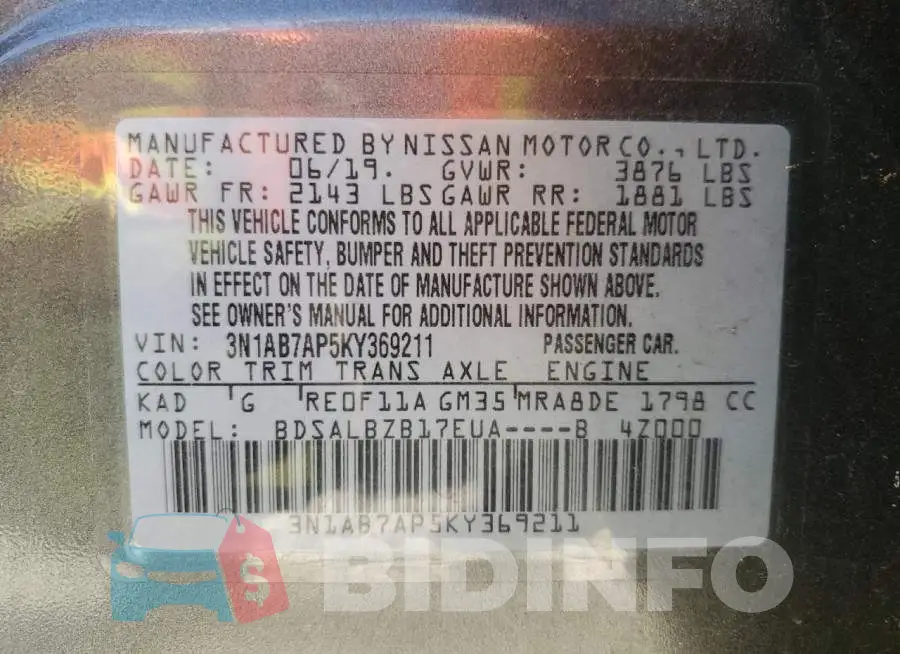 3N1AB7AP5KY369211 Photo# 12