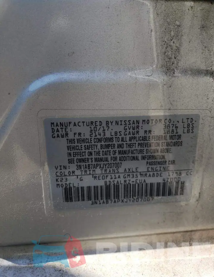 3N1AB7APXJY207007 Photo# 12