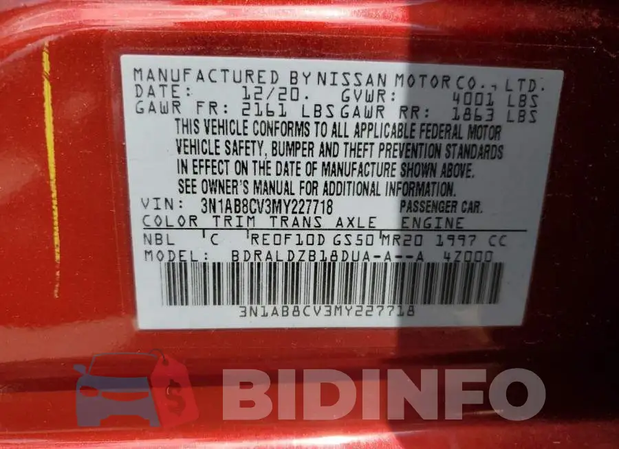 3N1AB8CV3MY227718 Photo# 12