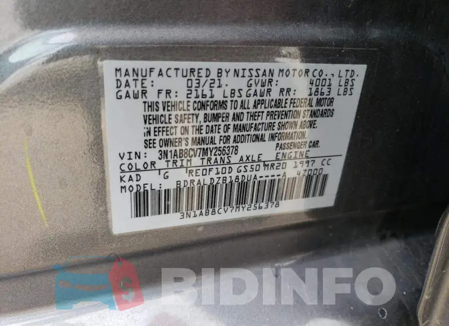 3N1AB8CV7MY256378 Photo# 12