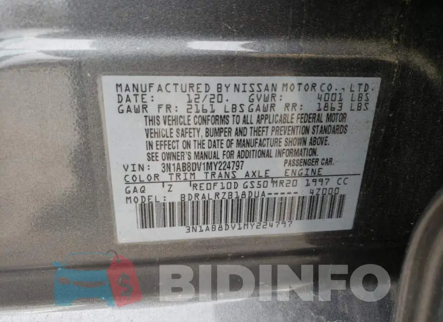 3N1AB8DV1MY224797 Photo# 12