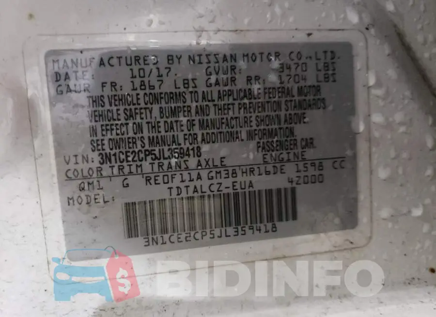 3N1CE2CP5JL359418 Photo# 12