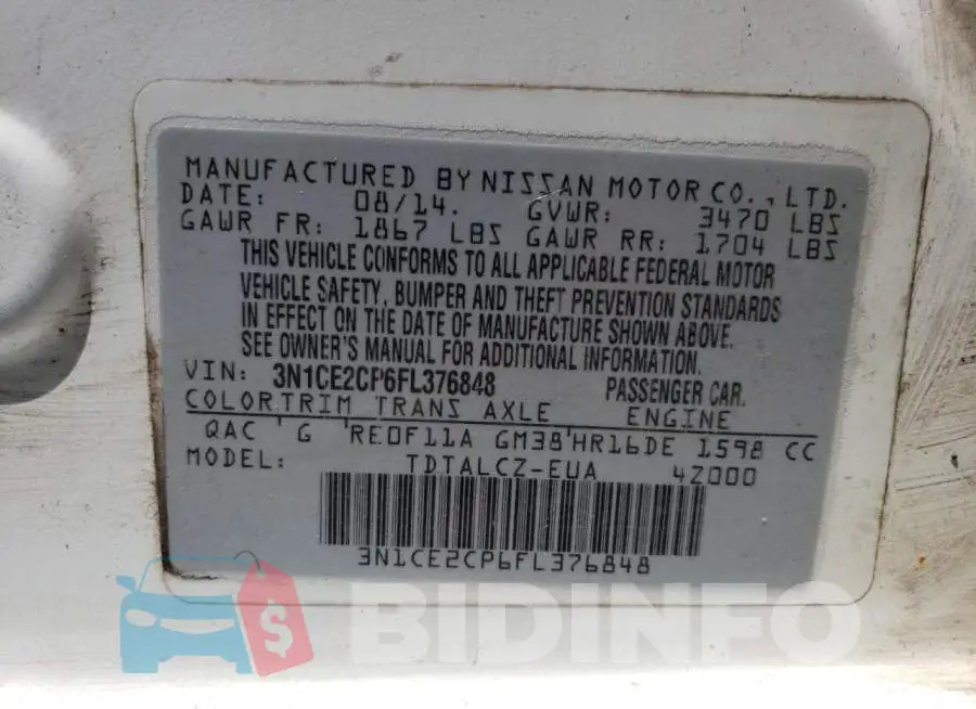 3N1CE2CP6FL376848 Photo# 12