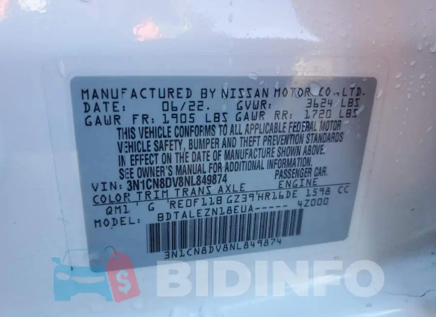 3N1CN8DV8NL849874 Photo# 13