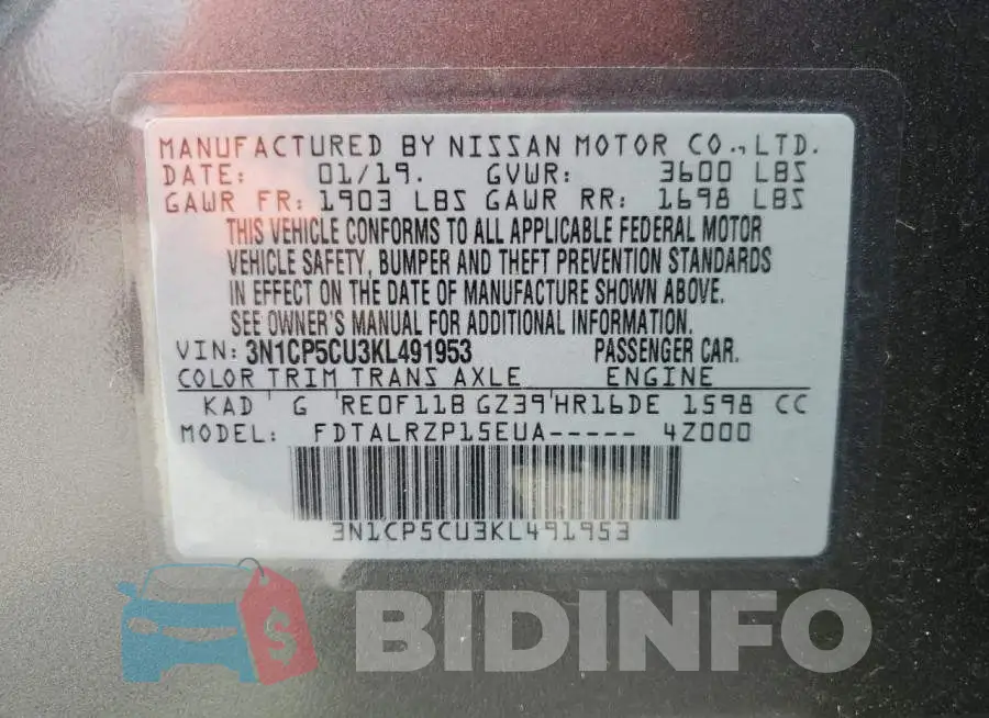 3N1CP5CU3KL491953 Photo# 12