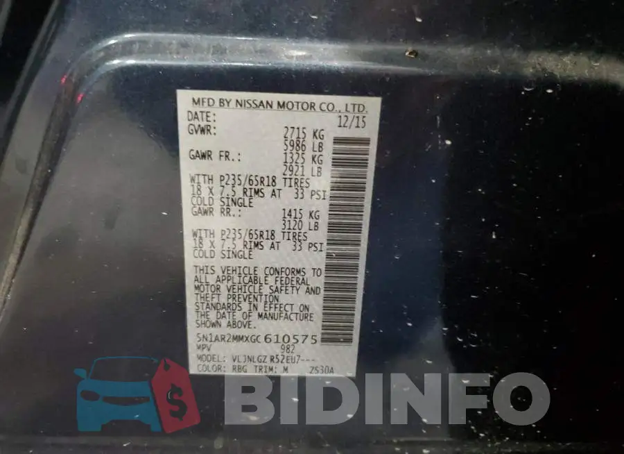 5N1AR2MMXGC610575 Photo# 13