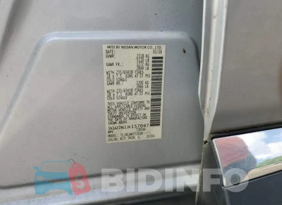 5N1AZ2MG1JN157047 Photo# 14