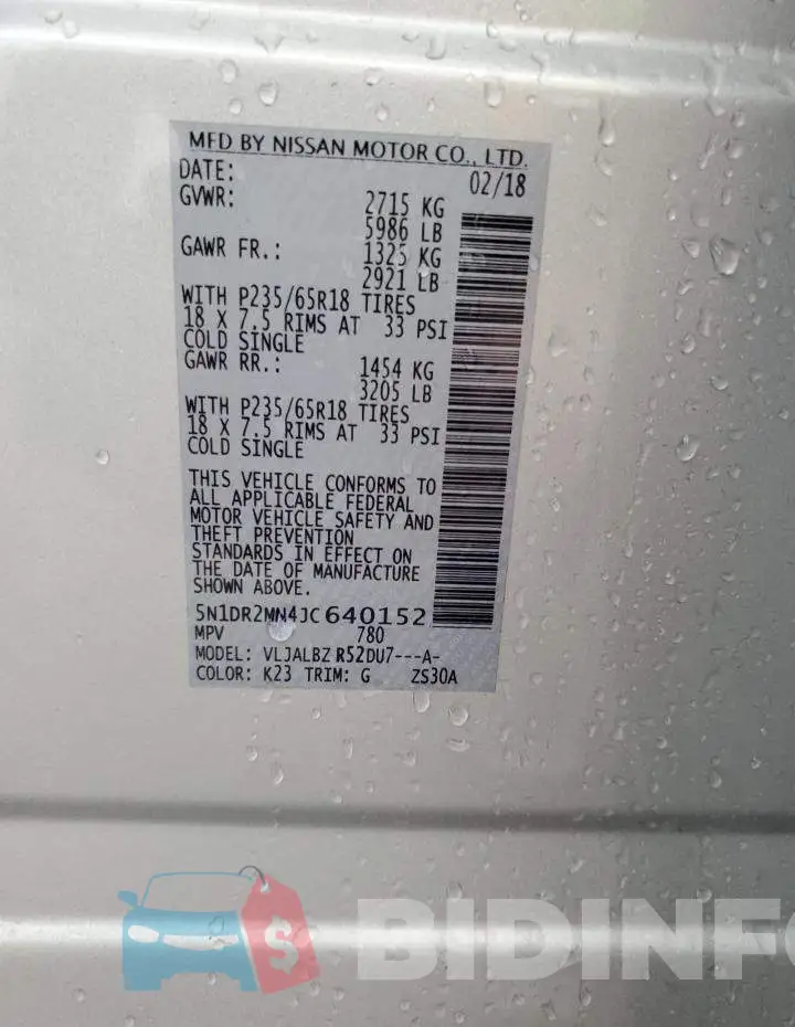 5N1DR2MN4JC640152 Photo# 13