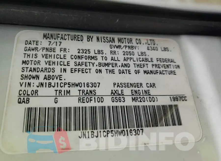 JN1BJ1CP5HW016307 Photo# 12