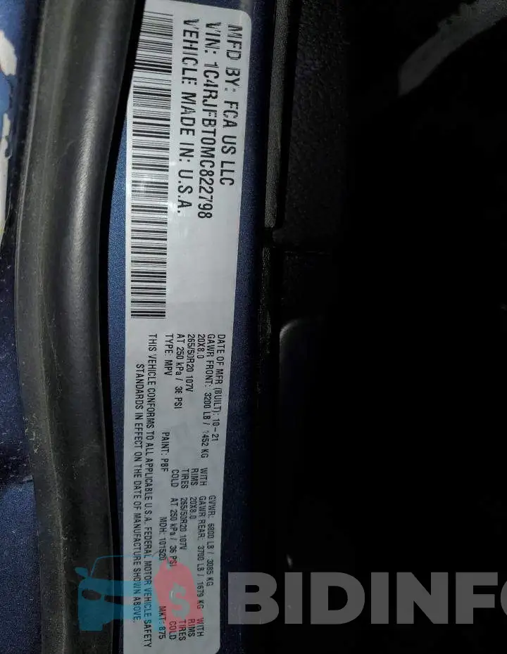 1C4RJFBT0MC822798 Photo# 14