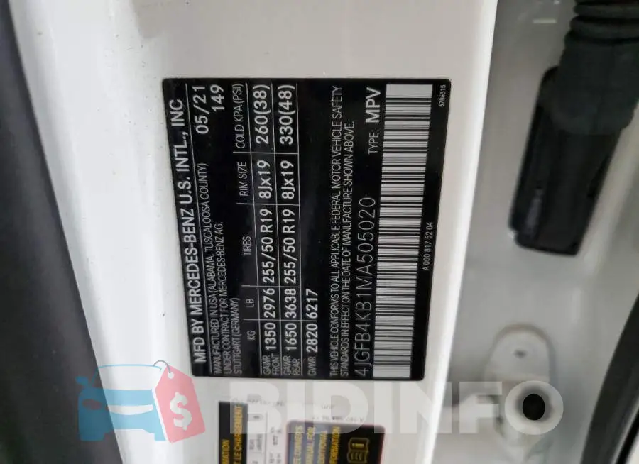 4JGFB4KB1MA505020 Photo# 13