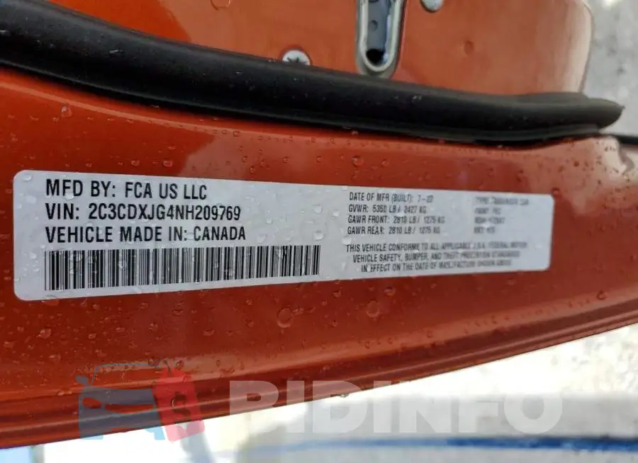 2C3CDXJG4NH209769 Photo# 13