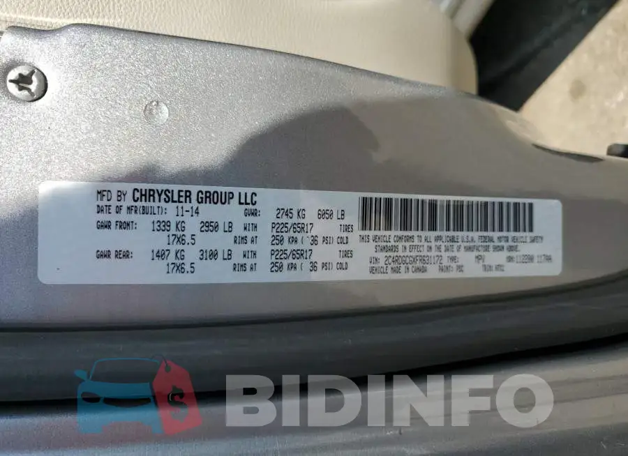 2C4RDGCGXFR631172 Photo# 12