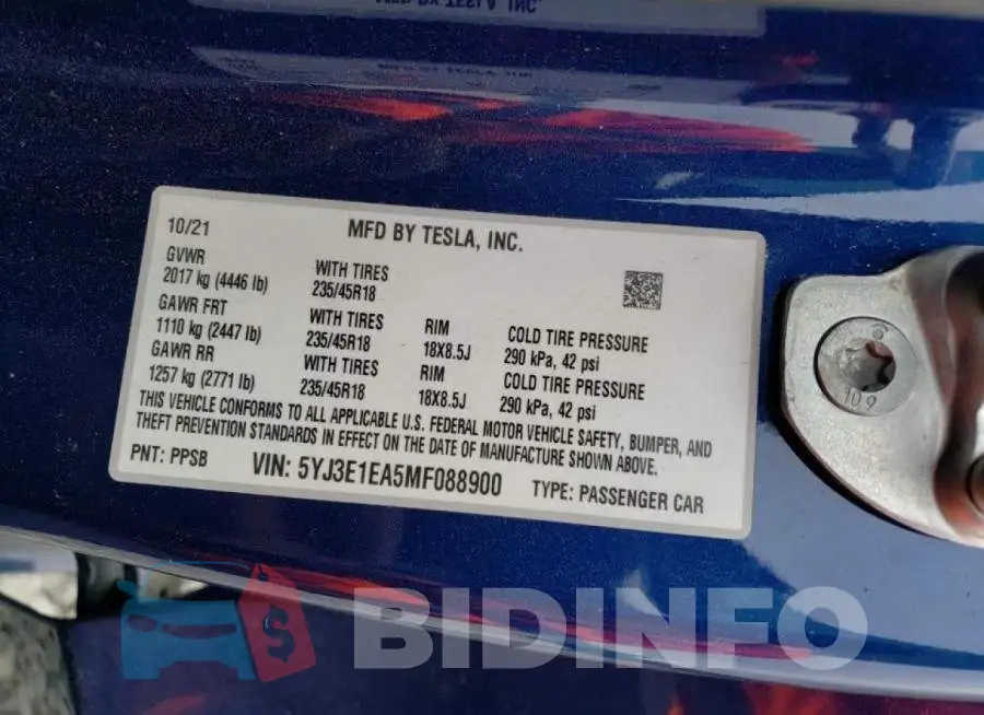 5YJ3E1EA5MF088900 Photo# 12