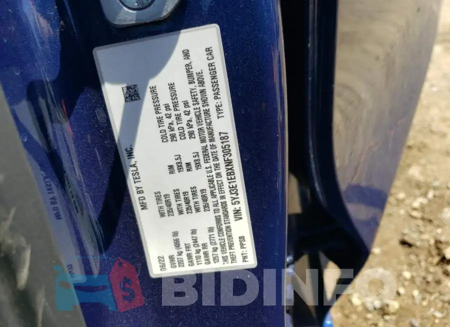 5YJ3E1EBXNF305187 Photo# 13