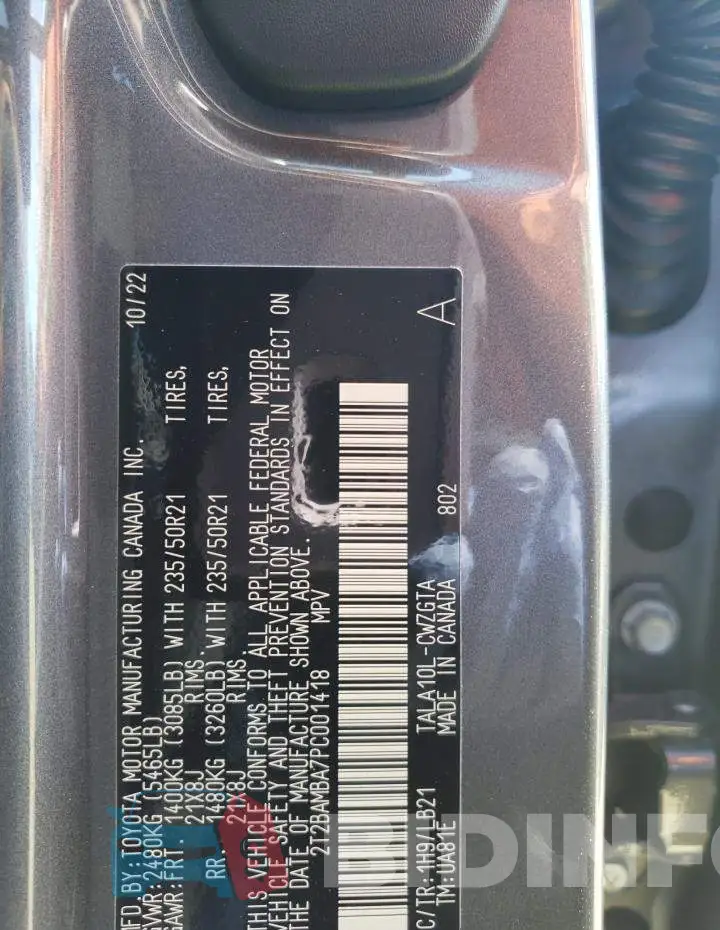 2T2BAMBA7PC001418 Photo# 14