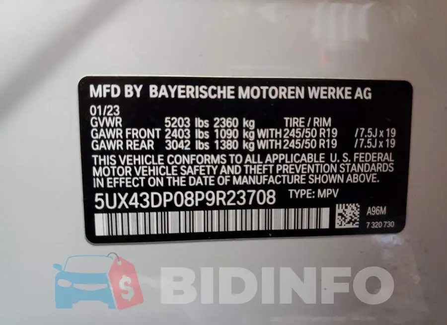 5UX43DP08P9R23708 Photo# 14