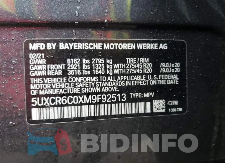 5UXCR6C0XM9F92513 Photo# 13