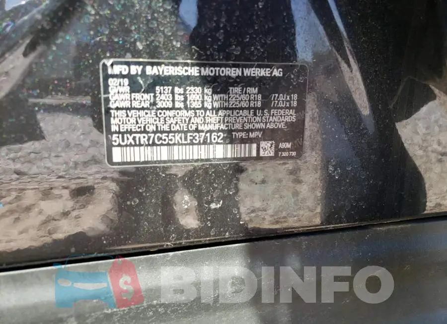 5UXTR7C55KLF37162 Photo# 12