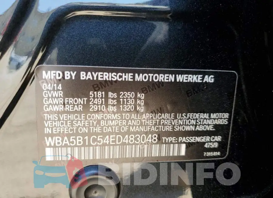 WBA5B1C54ED483048 Photo# 12
