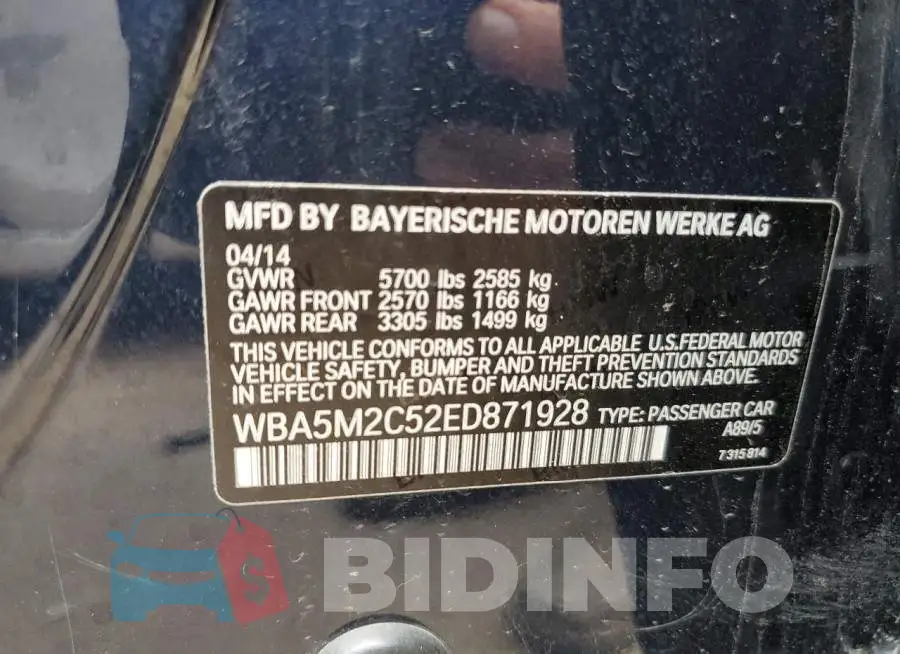 WBA5M2C52ED871928 Photo# 12