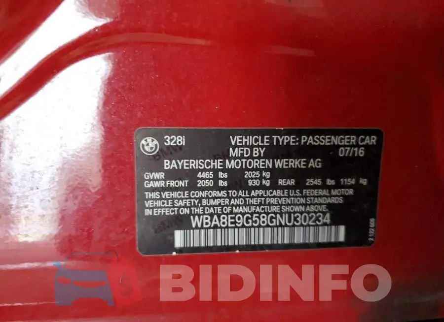 WBA8E9G58GNU30234 Photo# 12