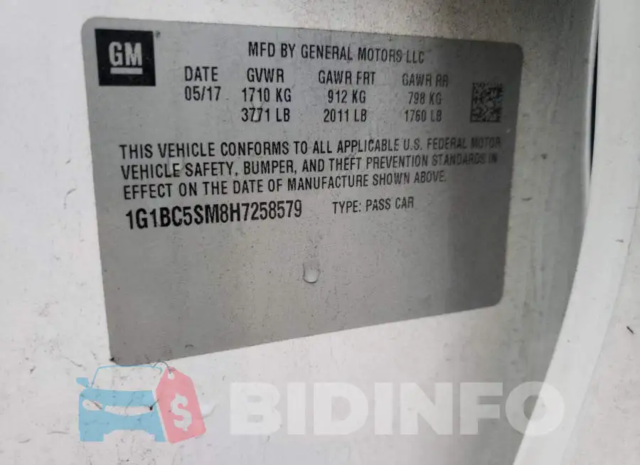 1G1BC5SM8H7258579 Photo# 12