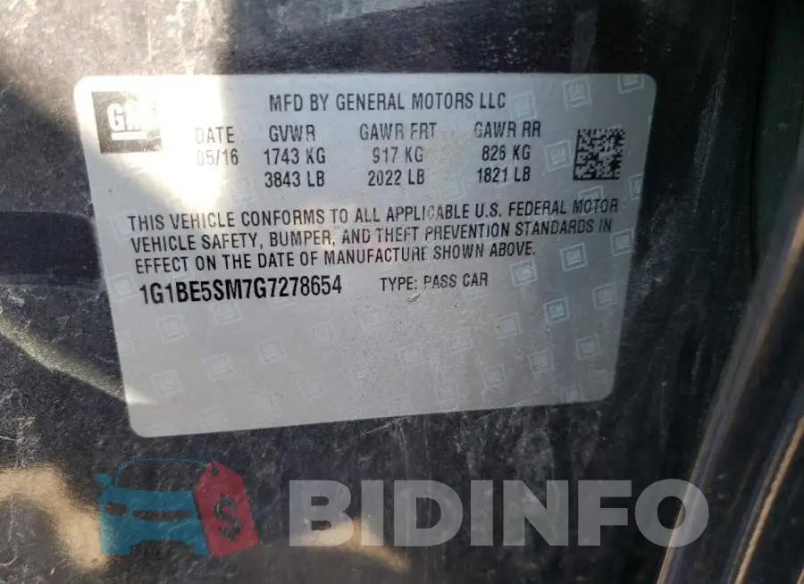 1G1BE5SM7G7278654 Photo# 12