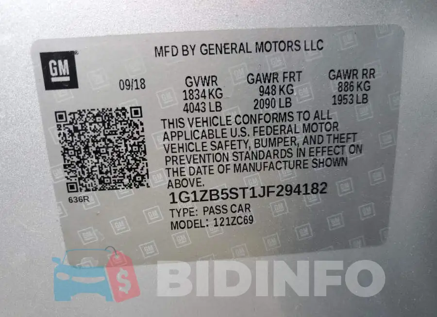 1G1ZB5ST1JF294182 Photo# 12