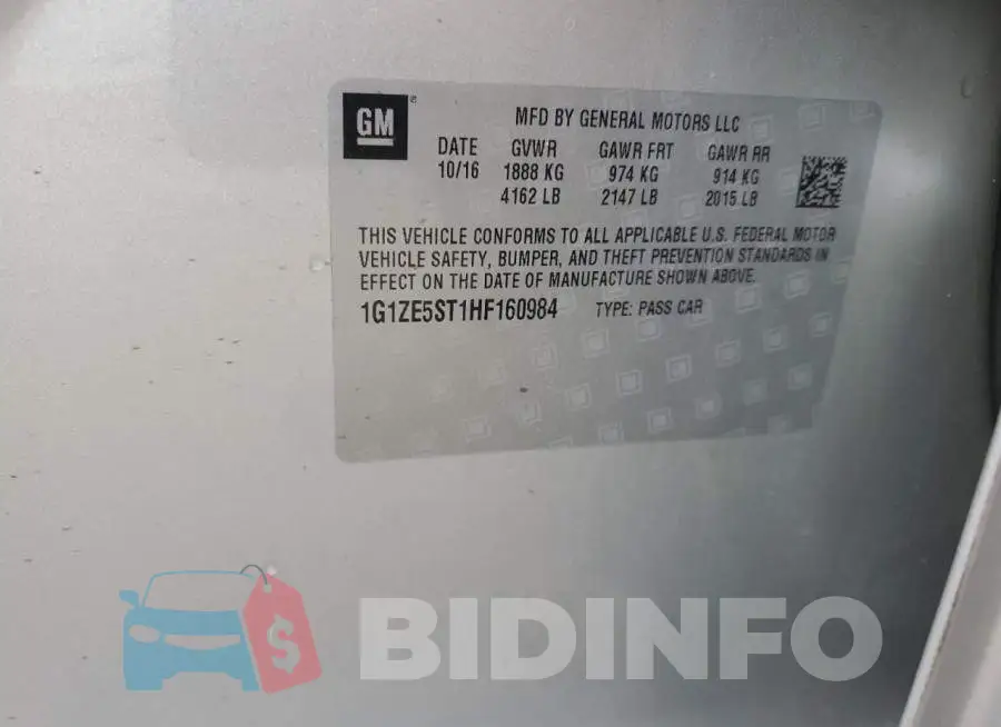 1G1ZE5ST1HF160984 Photo# 12