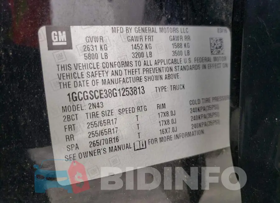 1GCGSCE38G1253813 Photo# 12