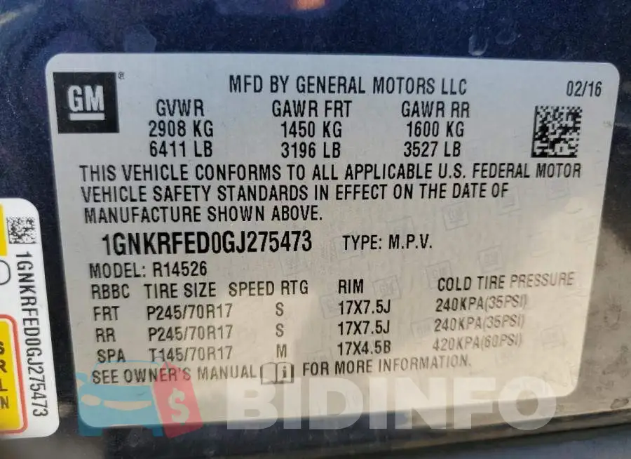 1GNKRFED0GJ275473 Photo# 13