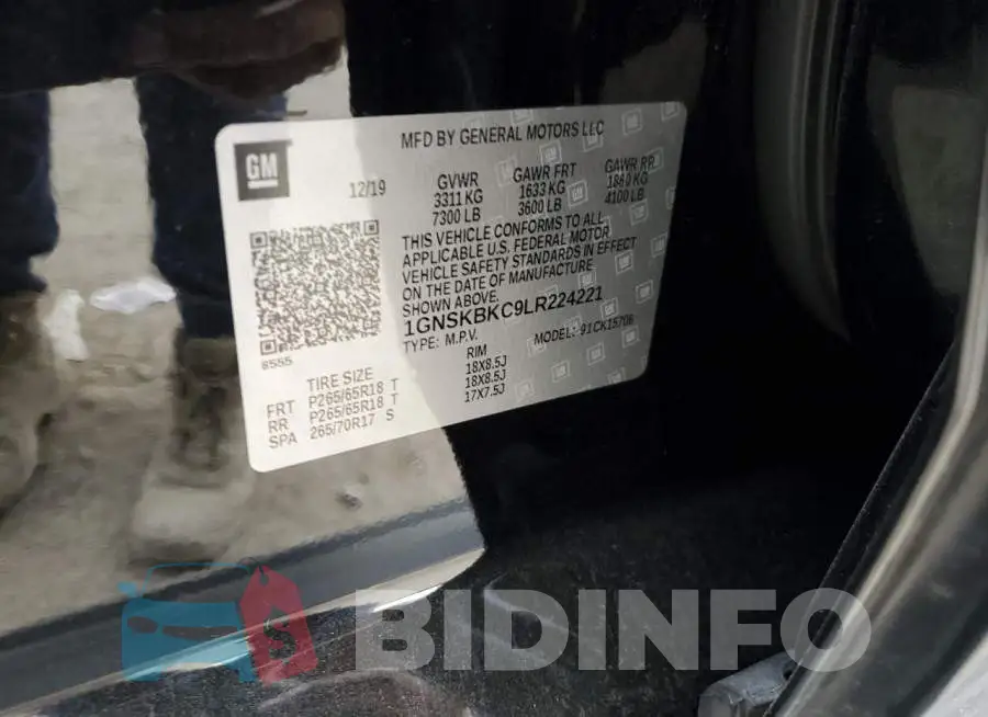 1GNSKBKC9LR224221 Photo# 12