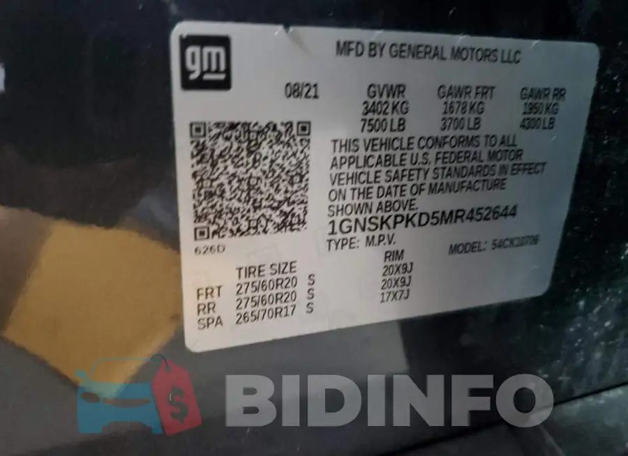 1GNSKPKD5MR452644 Photo# 13