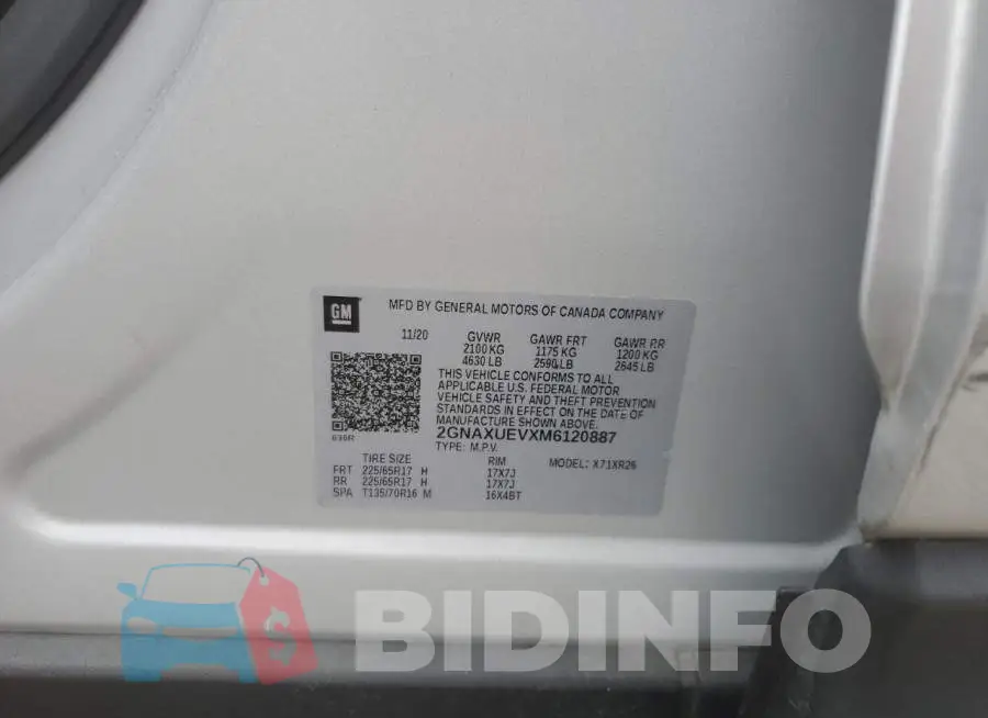 2GNAXUEVXM6120887 Photo# 13