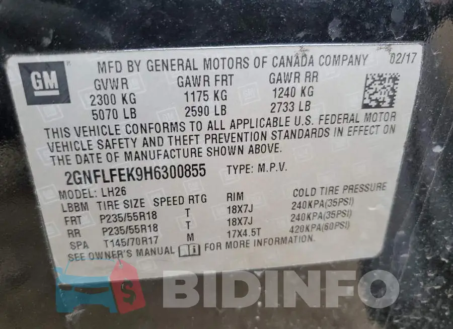 2GNFLFEK9H6300855 Photo# 13