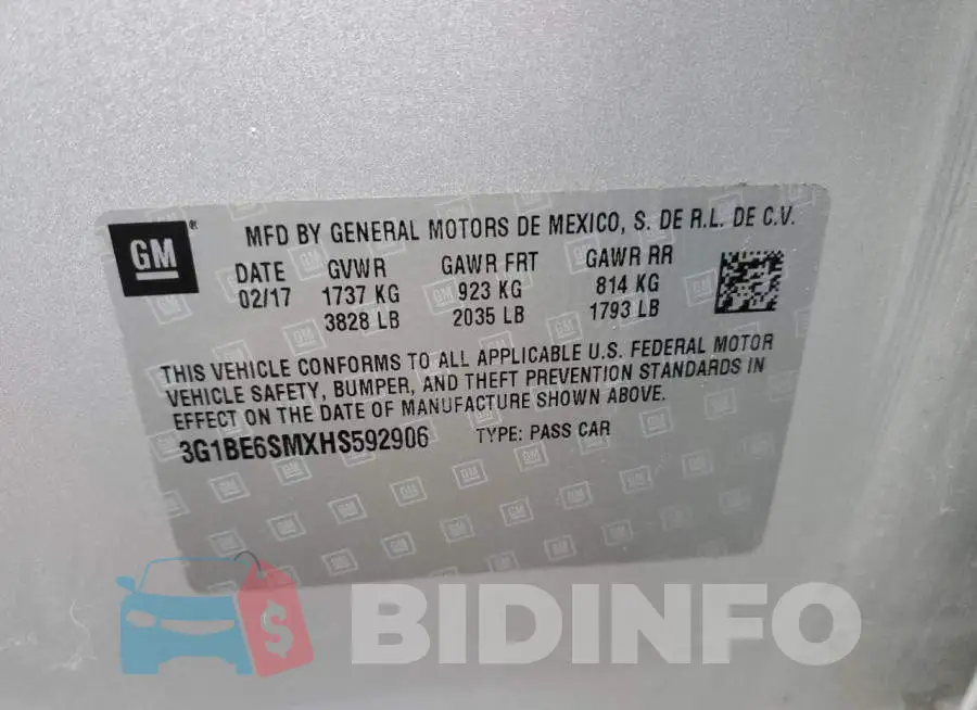 3G1BE6SMXHS592906 Photo# 12