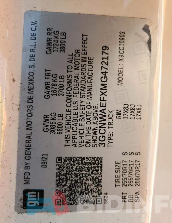 3GCNWAEFXMG472179 Photo# 12