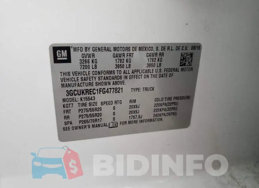 3GCUKREC1FG477821 Photo# 12