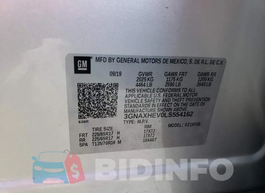 3GNAXHEV0LS554162 Photo# 13
