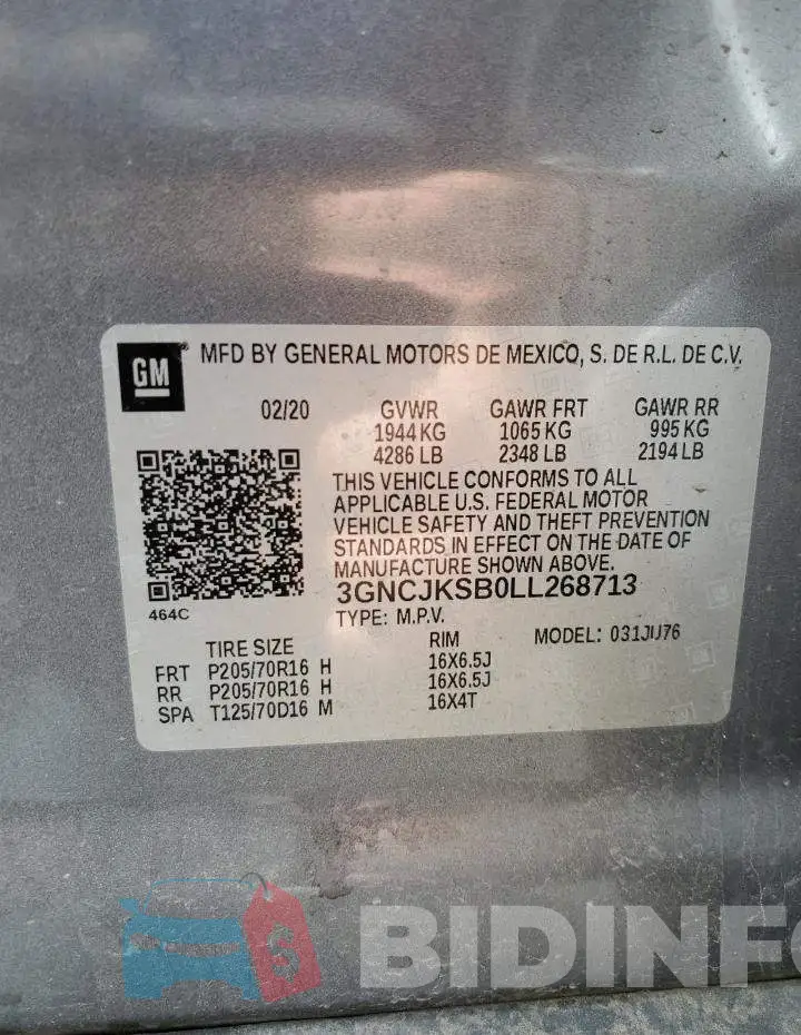 3GNCJKSB0LL268713 Photo# 13