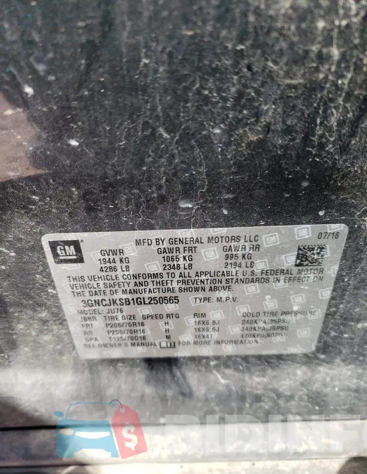 3GNCJKSB1GL250565 Photo# 12