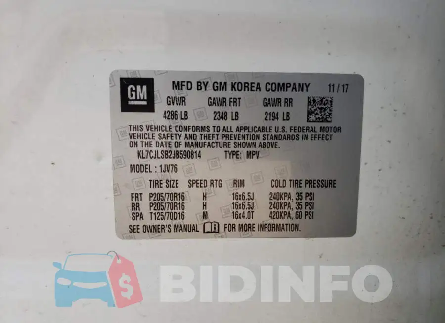 KL7CJLSB2JB590814 Photo# 13