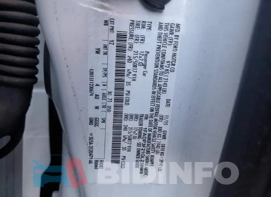 1FADP3F21GL238669 Photo# 12
